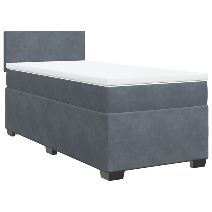 Pat box spring cu saltea, gri închis, 90x190 cm, catifea - WALTI WALTI