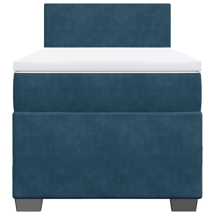Pat box spring cu saltea, albastru, 90x190 cm, catifea - WALTI WALTI