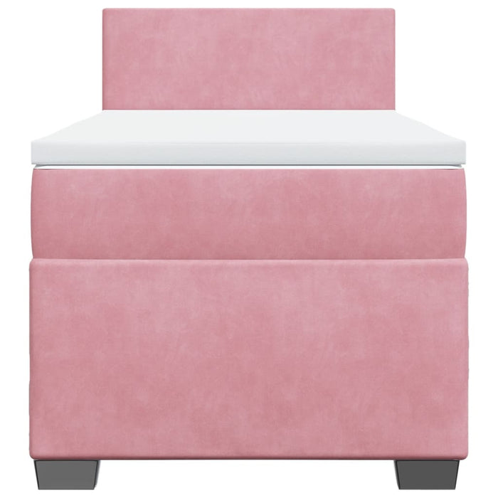 Pat box spring cu saltea, roz, 90x190 cm, catifea - WALTI WALTI