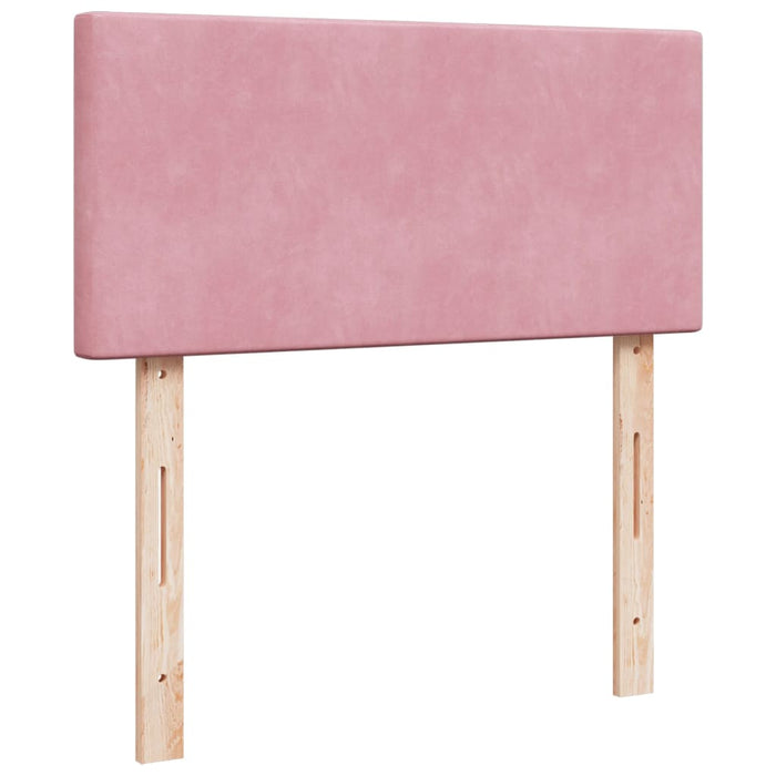 Pat box spring cu saltea, roz, 90x190 cm, catifea - WALTI WALTI