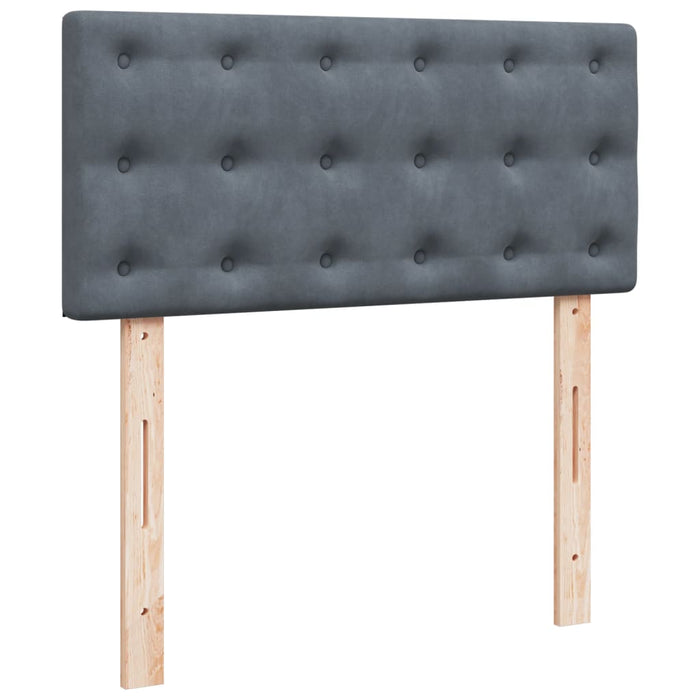Pat box spring cu saltea, gri închis, 90x190 cm, catifea - WALTI WALTI