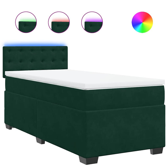 Pat box spring cu saltea, verde închis, 90x190 cm, catifea - WALTI WALTI