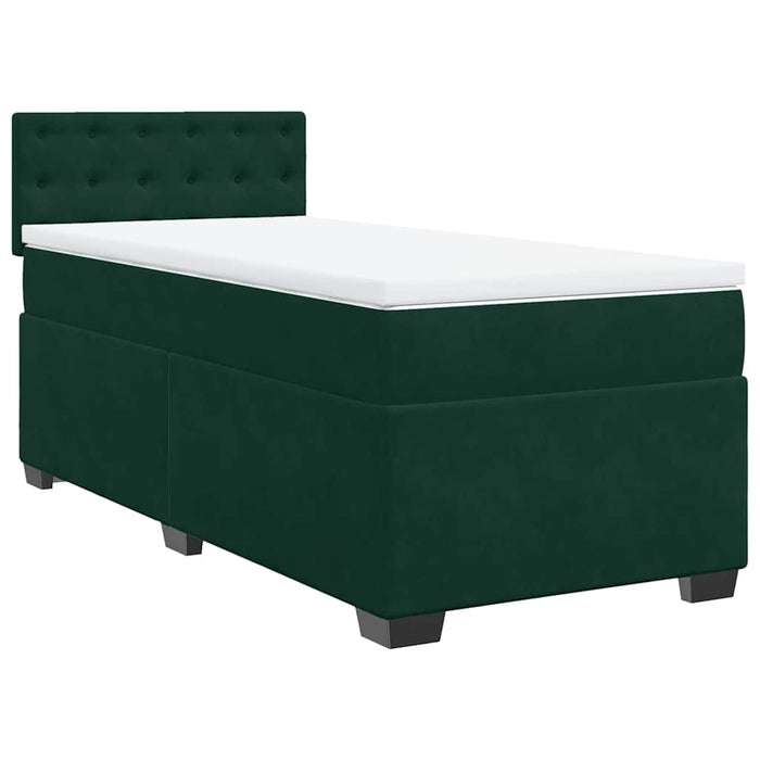 Pat box spring cu saltea, verde închis, 90x190 cm, catifea - WALTI WALTI