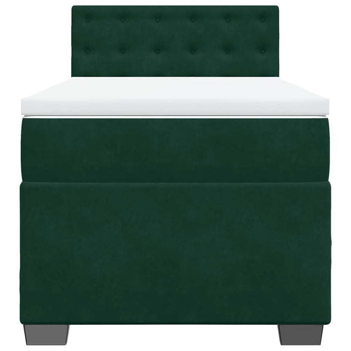 Pat box spring cu saltea, verde închis, 90x190 cm, catifea - WALTI WALTI