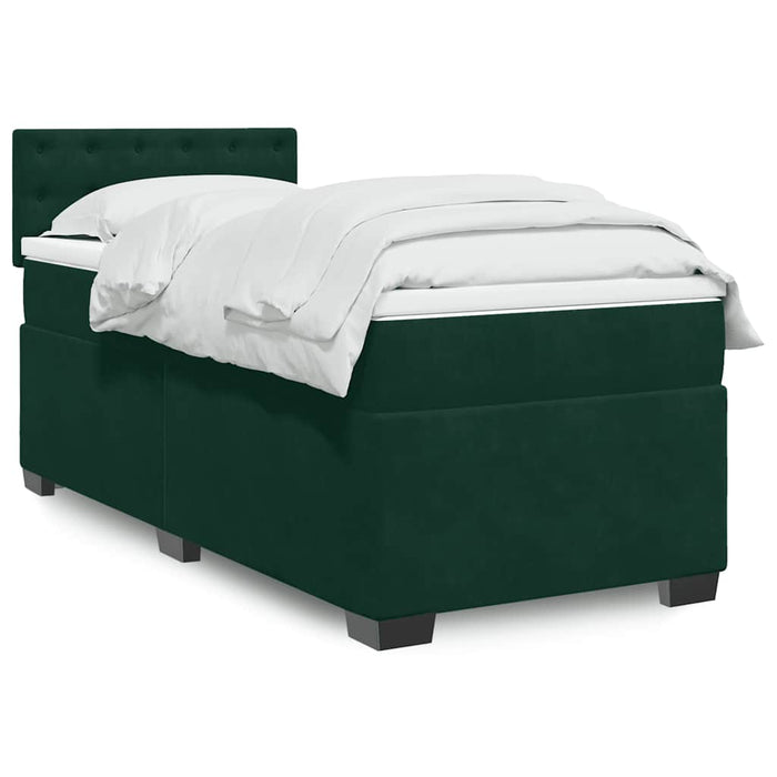 Pat box spring cu saltea, verde închis, 90x190 cm, catifea - WALTI WALTI