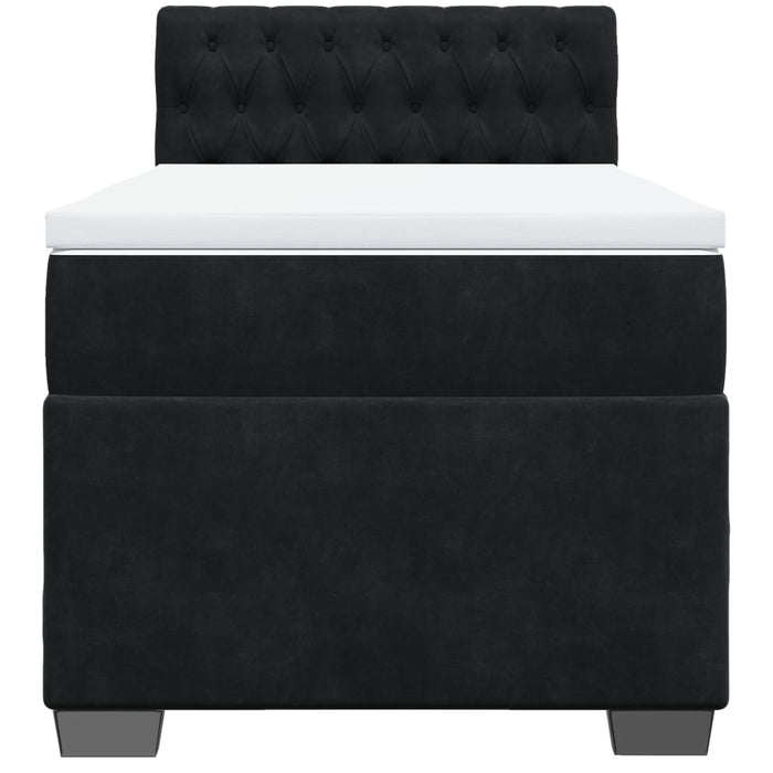 Pat box spring cu saltea, negru, 90x190 cm, catifea - WALTI WALTI