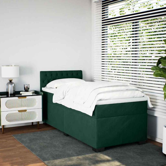 Pat box spring cu saltea, verde închis, 90x190 cm, catifea - WALTI WALTI