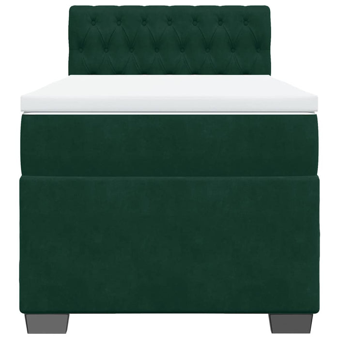 Pat box spring cu saltea, verde închis, 90x190 cm, catifea - WALTI WALTI