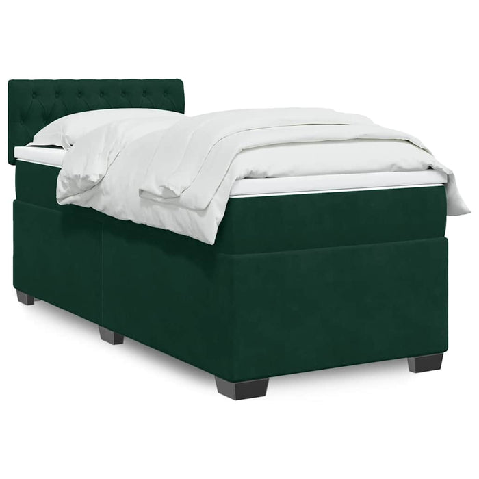 Pat box spring cu saltea, verde închis, 90x190 cm, catifea - WALTI WALTI
