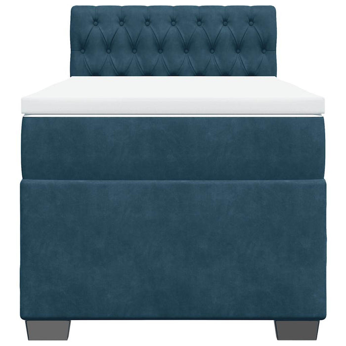 Pat box spring cu saltea, albastru, 90x190 cm, catifea - WALTI WALTI
