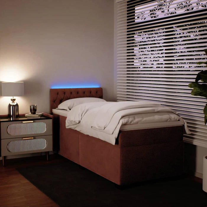 Pat box spring cu saltea, roz, 90x190 cm, catifea - WALTI WALTI
