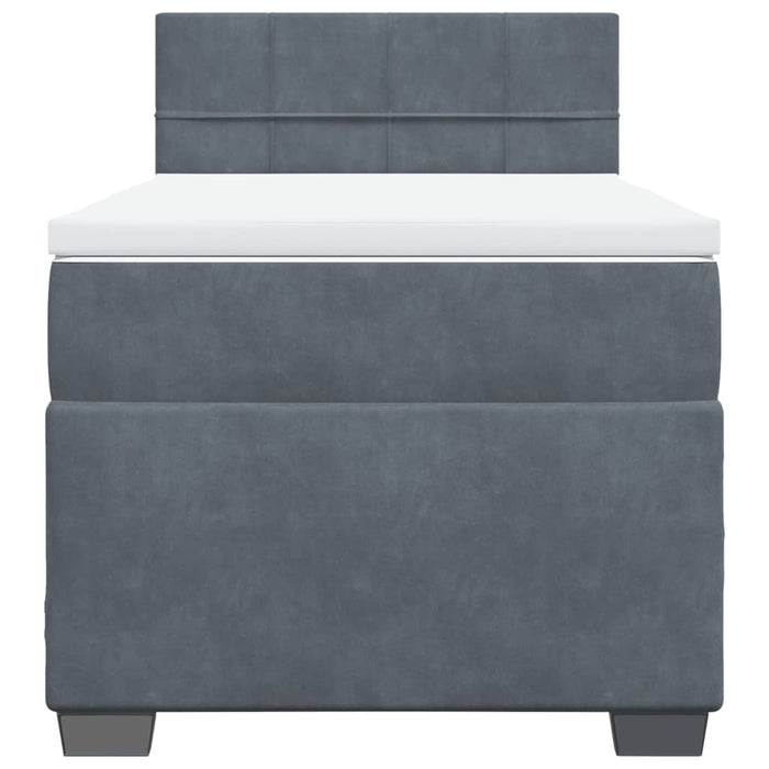 Pat box spring cu saltea, gri închis, 90x190 cm, catifea - WALTI WALTI