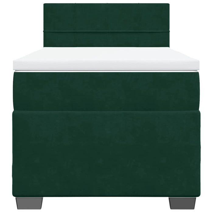 Pat box spring cu saltea, verde închis, 90x190 cm, catifea - WALTI WALTI