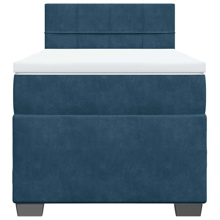 Pat box spring cu saltea, albastru, 90x190 cm, catifea - WALTI WALTI