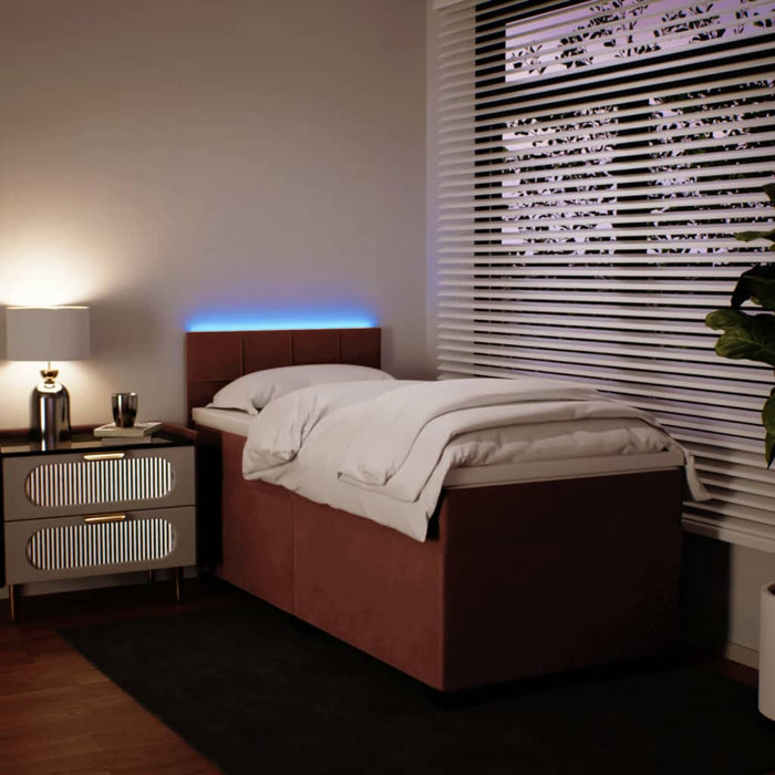 Pat box spring cu saltea, roz, 90x190 cm, catifea - WALTI WALTI