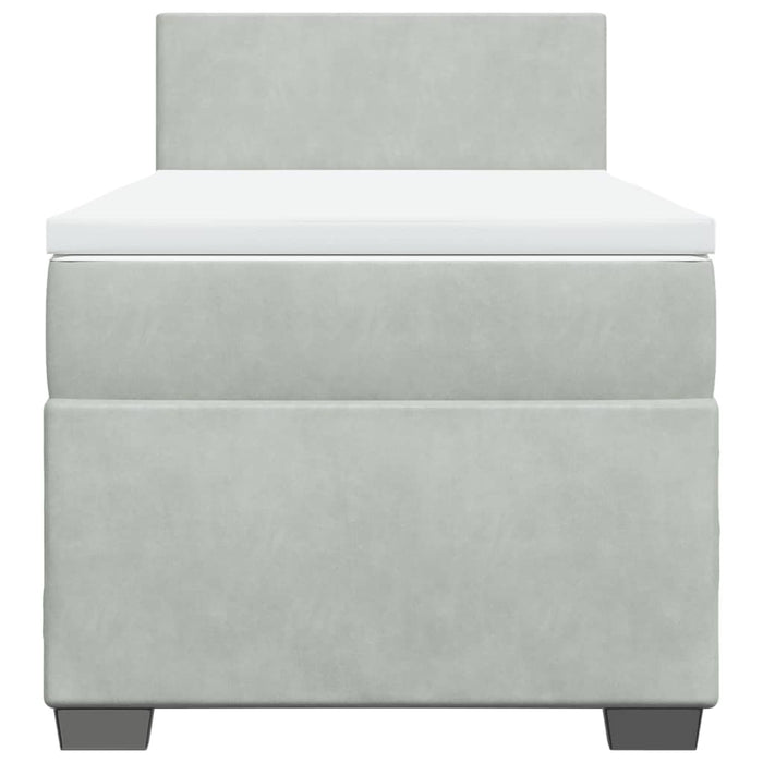Pat box spring cu saltea, gri deschis, 90x200 cm, catifea - WALTI WALTI