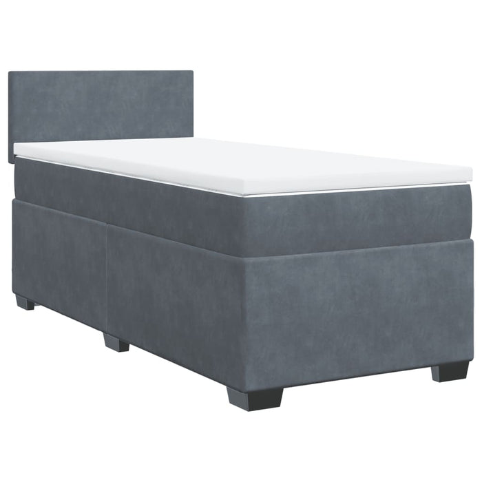 Pat box spring cu saltea, gri închis, 90x200 cm, catifea - WALTI WALTI