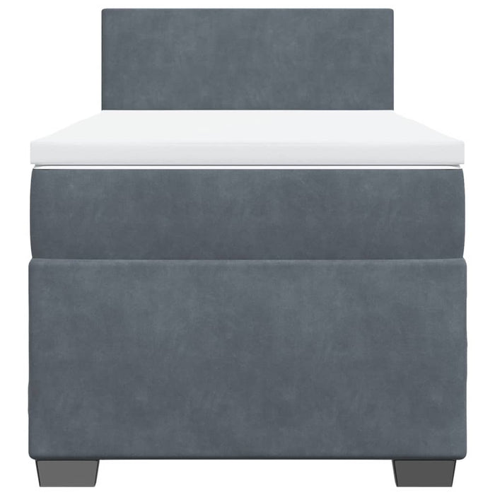 Pat box spring cu saltea, gri închis, 90x200 cm, catifea - WALTI WALTI