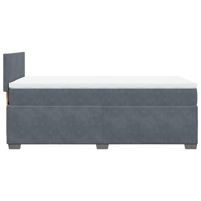 Pat box spring cu saltea, gri închis, 90x200 cm, catifea - WALTI WALTI