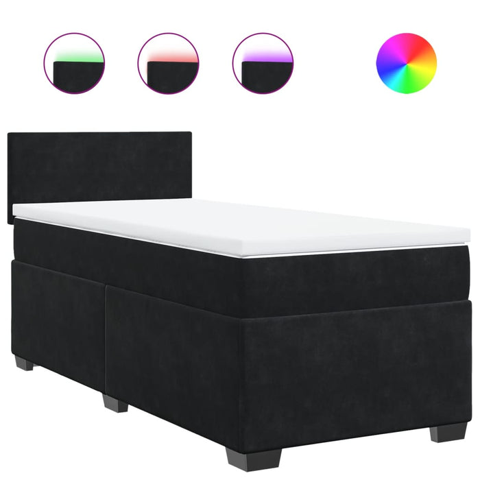 Pat box spring cu saltea, negru, 90x200 cm, catifea - WALTI WALTI