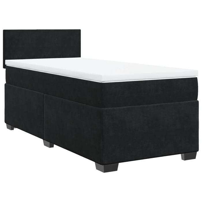 Pat box spring cu saltea, negru, 90x200 cm, catifea - WALTI WALTI