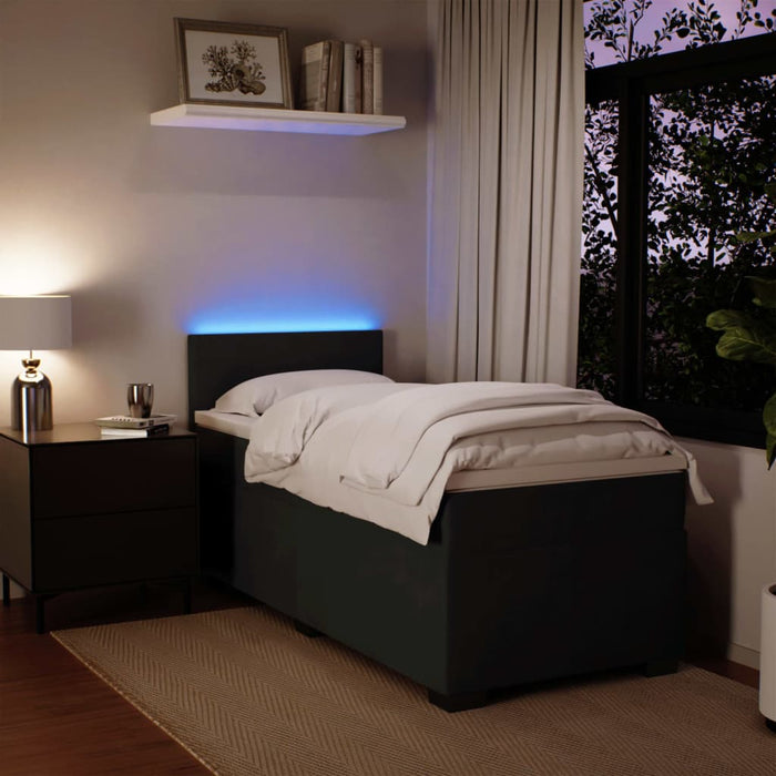 Pat box spring cu saltea, negru, 90x200 cm, catifea - WALTI WALTI