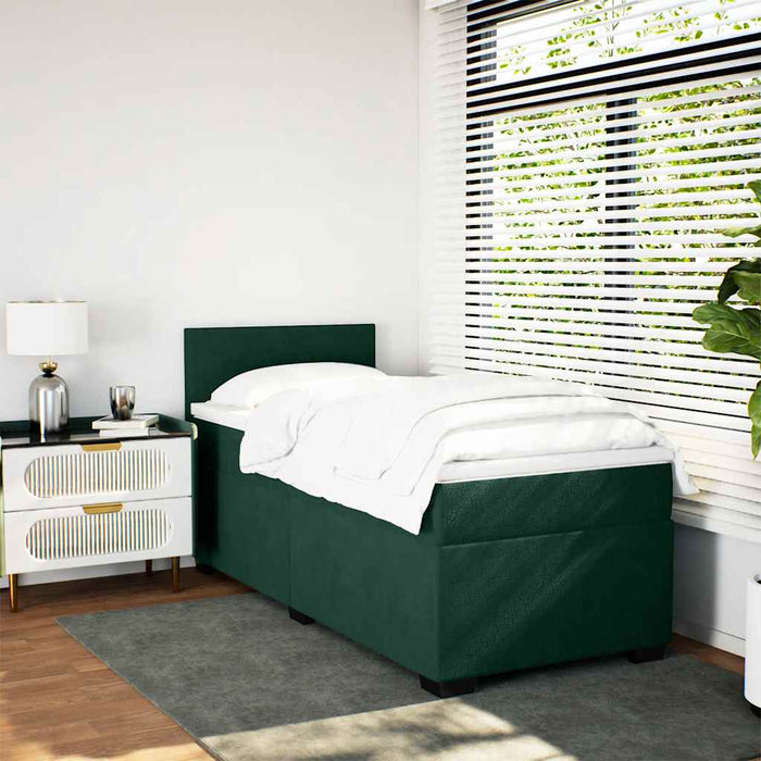 Pat box spring cu saltea, verde închis, 90x200 cm, catifea - WALTI WALTI