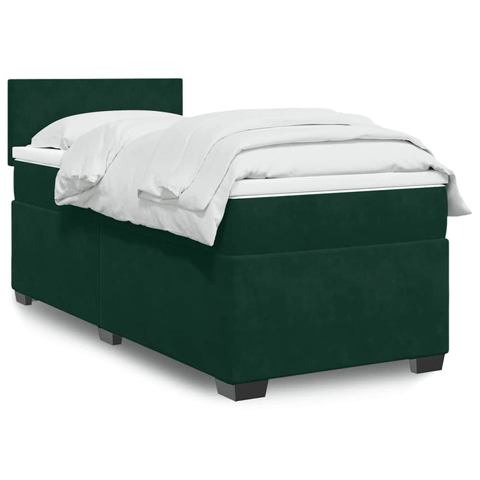 Pat box spring cu saltea, verde închis, 90x200 cm, catifea - WALTI WALTI