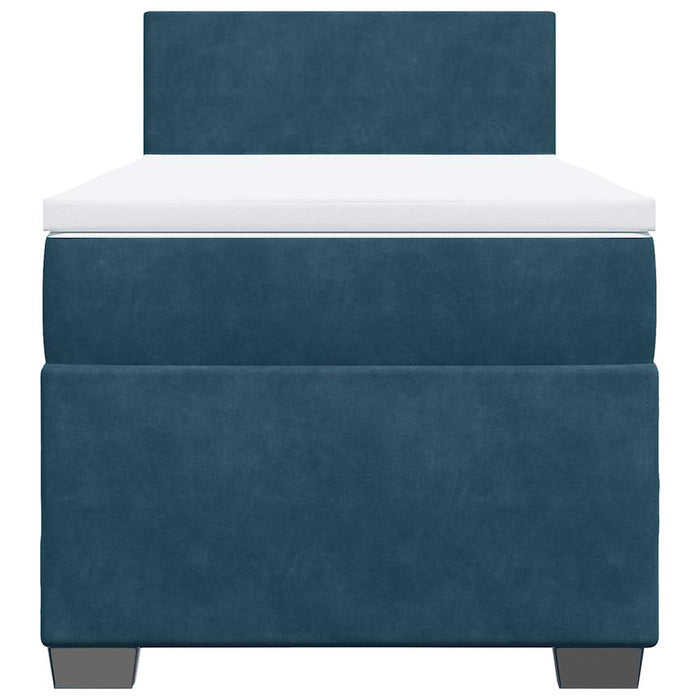 Pat box spring cu saltea, albastru, 90x200 cm, catifea - WALTI WALTI