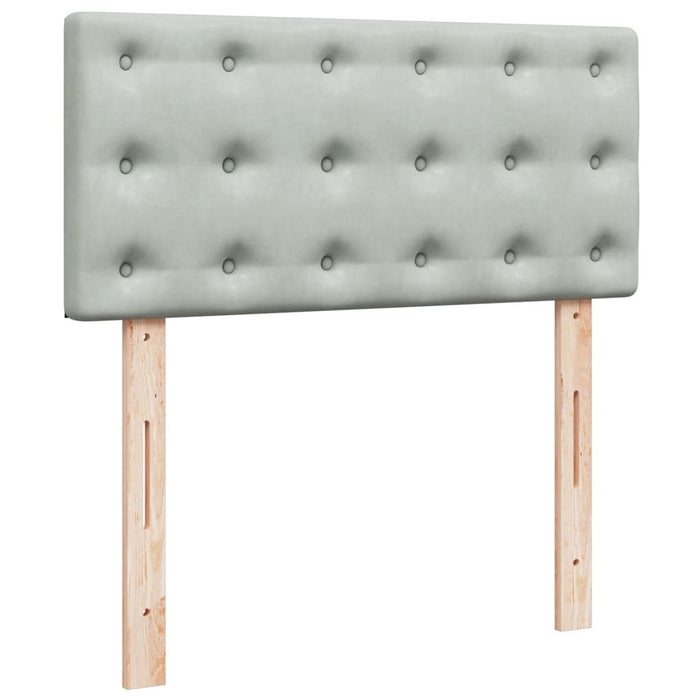 Pat box spring cu saltea, gri deschis, 90x200 cm, catifea - WALTI WALTI