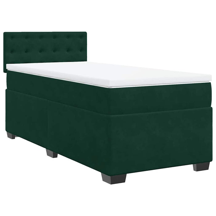 Pat box spring cu saltea, verde închis, 90x200 cm, catifea - WALTI WALTI