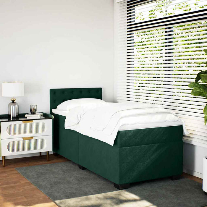 Pat box spring cu saltea, verde închis, 90x200 cm, catifea - WALTI WALTI