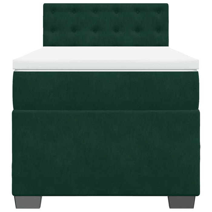 Pat box spring cu saltea, verde închis, 90x200 cm, catifea - WALTI WALTI