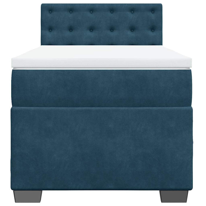 Pat box spring cu saltea, albastru, 90x200 cm, catifea - WALTI WALTI
