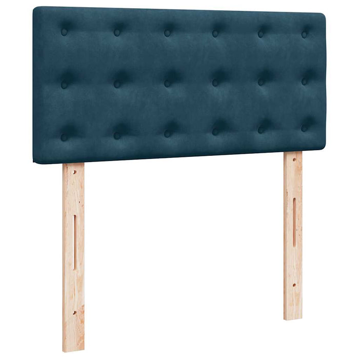 Pat box spring cu saltea, albastru, 90x200 cm, catifea - WALTI WALTI