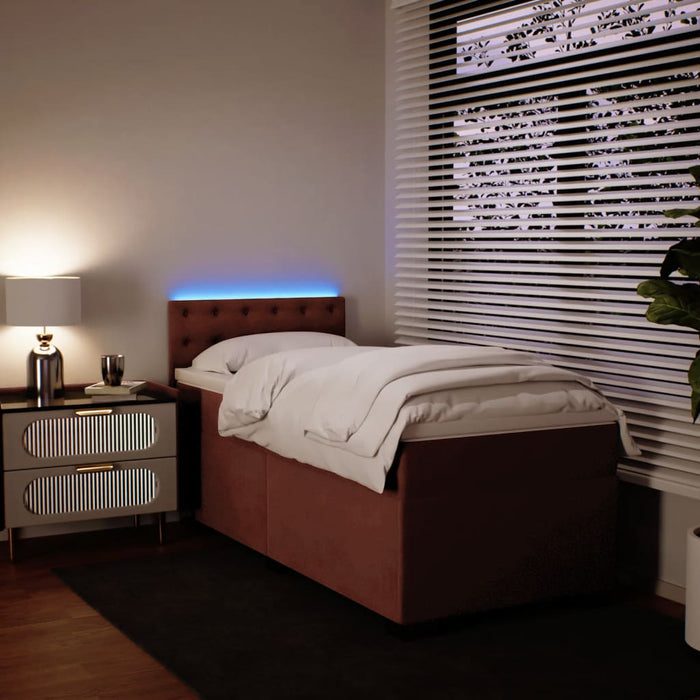 Pat box spring cu saltea, roz, 90x200 cm, catifea - WALTI WALTI