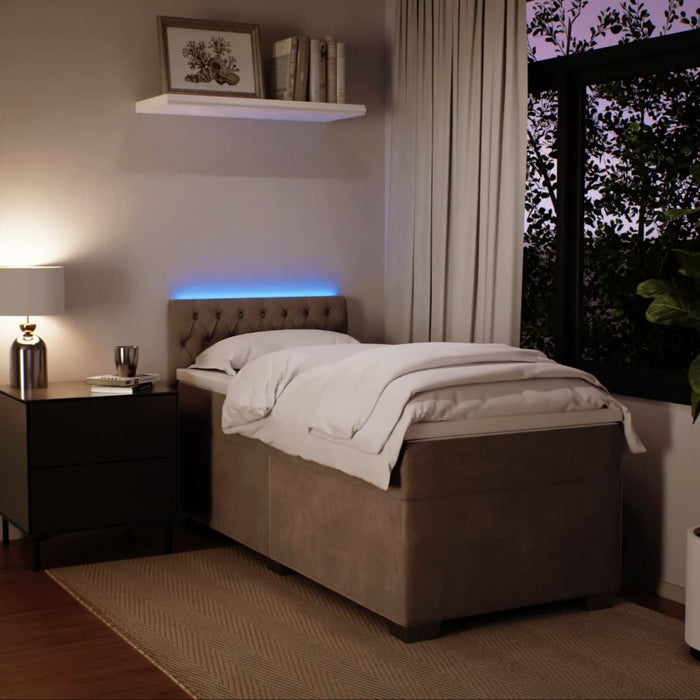 Pat box spring cu saltea, gri deschis, 90x200 cm, catifea - WALTI WALTI