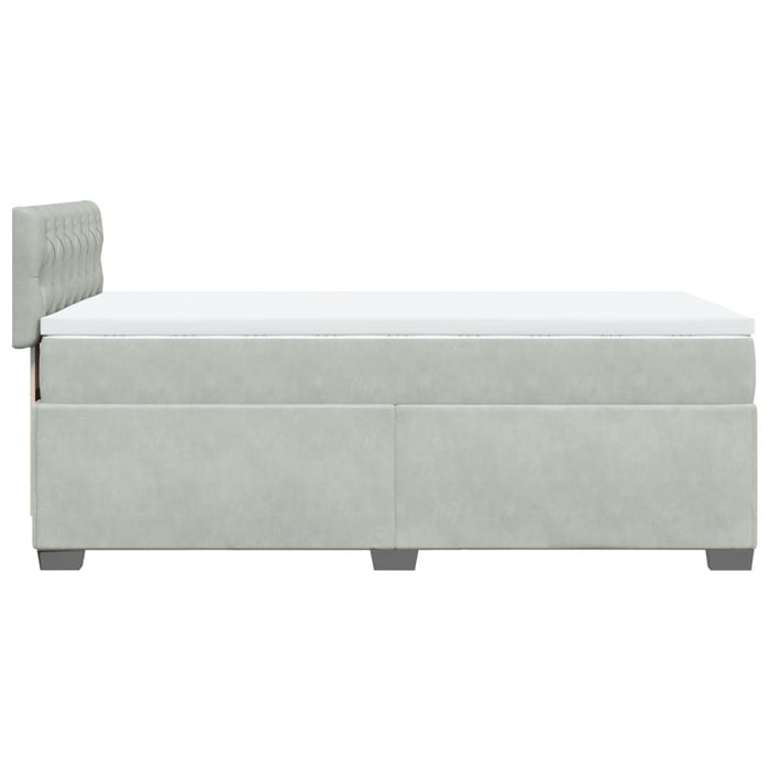 Pat box spring cu saltea, gri deschis, 90x200 cm, catifea - WALTI WALTI