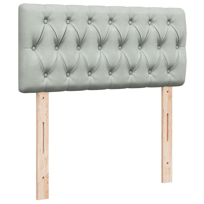 Pat box spring cu saltea, gri deschis, 90x200 cm, catifea - WALTI WALTI