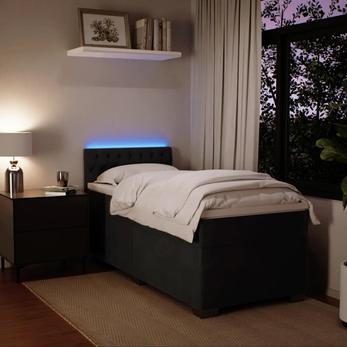 Pat box spring cu saltea, negru, 90x200 cm, catifea - WALTI WALTI
