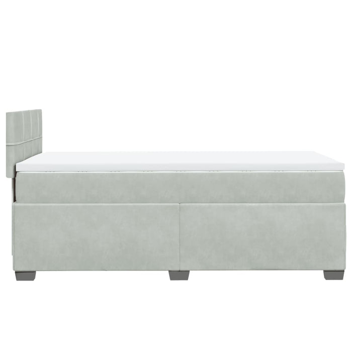 Pat box spring cu saltea, gri deschis, 90x200 cm, catifea - WALTI WALTI