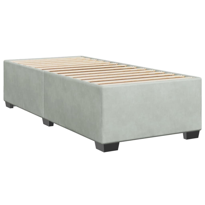 Pat box spring cu saltea, gri deschis, 90x200 cm, catifea - WALTI WALTI