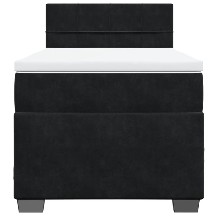 Pat box spring cu saltea, negru, 90x200 cm, catifea - WALTI WALTI