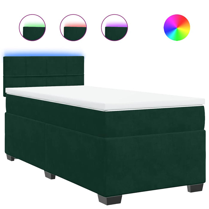 Pat box spring cu saltea, verde închis, 90x200 cm, catifea - WALTI WALTI