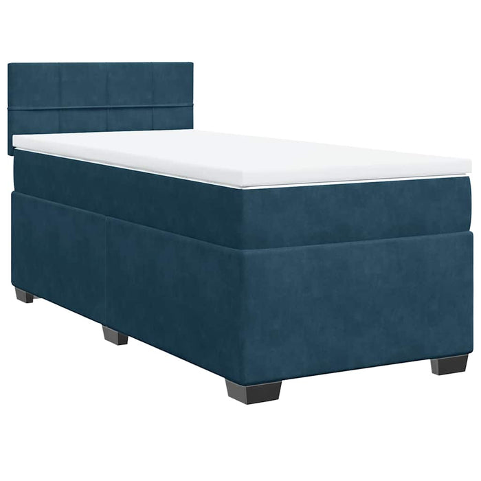 Pat box spring cu saltea, albastru, 90x200 cm, catifea - WALTI WALTI