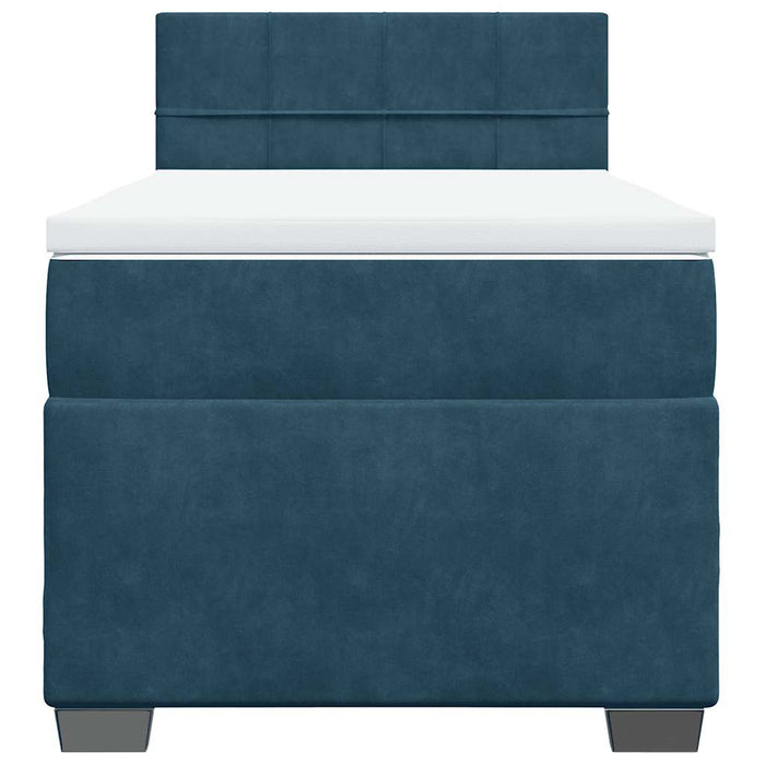 Pat box spring cu saltea, albastru, 90x200 cm, catifea - WALTI WALTI