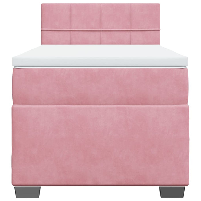 Pat box spring cu saltea, roz, 90x200 cm, catifea - WALTI WALTI