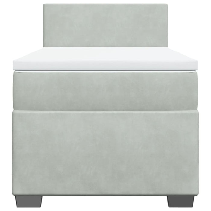 Pat box spring cu saltea, gri deschis, 100x200 cm, catifea - WALTI WALTI