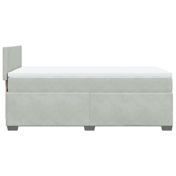 Pat box spring cu saltea, gri deschis, 100x200 cm, catifea - WALTI WALTI