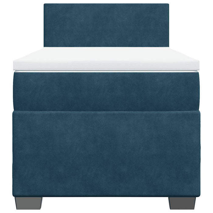 Pat box spring cu saltea, albastru, 100x200 cm, catifea - WALTI WALTI